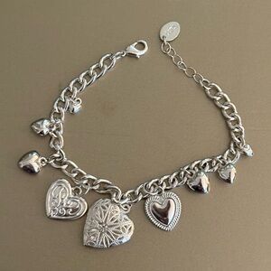 Claire's Silver Heart Charm Bracelet